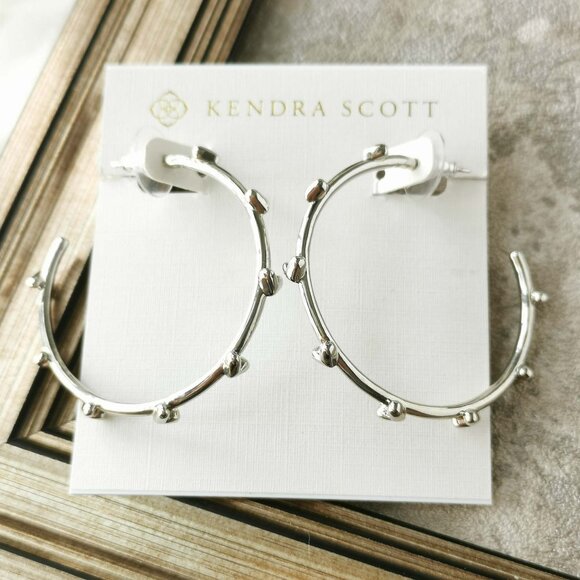 Kendra Scott Haven Heart Silver Hoop Earrings - Picture 1 of 3
